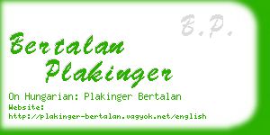 bertalan plakinger business card